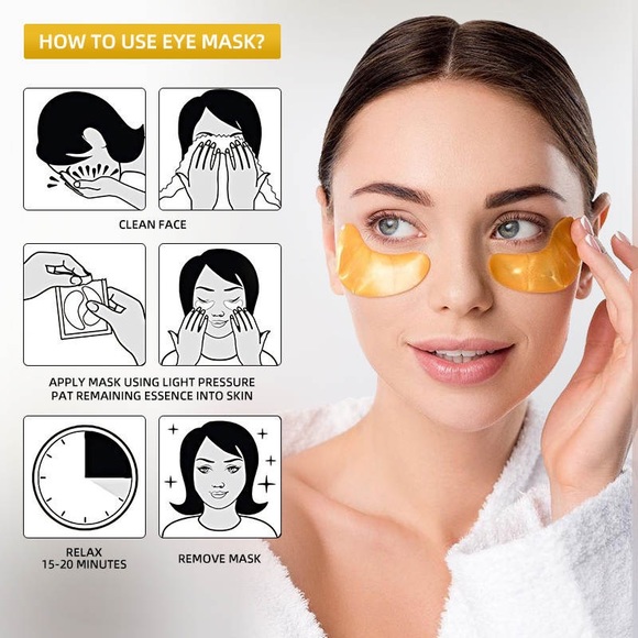 24k gold eye mask, dark circles eye mask,eye patches,with one yellow headband - Picture 3 of 7